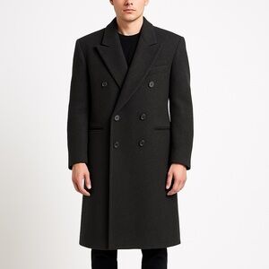 Falcone quiet luxury wool blend tailored double breasted overcoat size 40